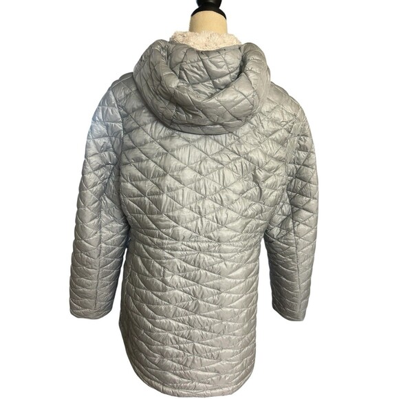 Steve Madden Glacier Shield  Insulated Womens XL Silver Hoodie Faux Fur Lined - Picture 9 of 16